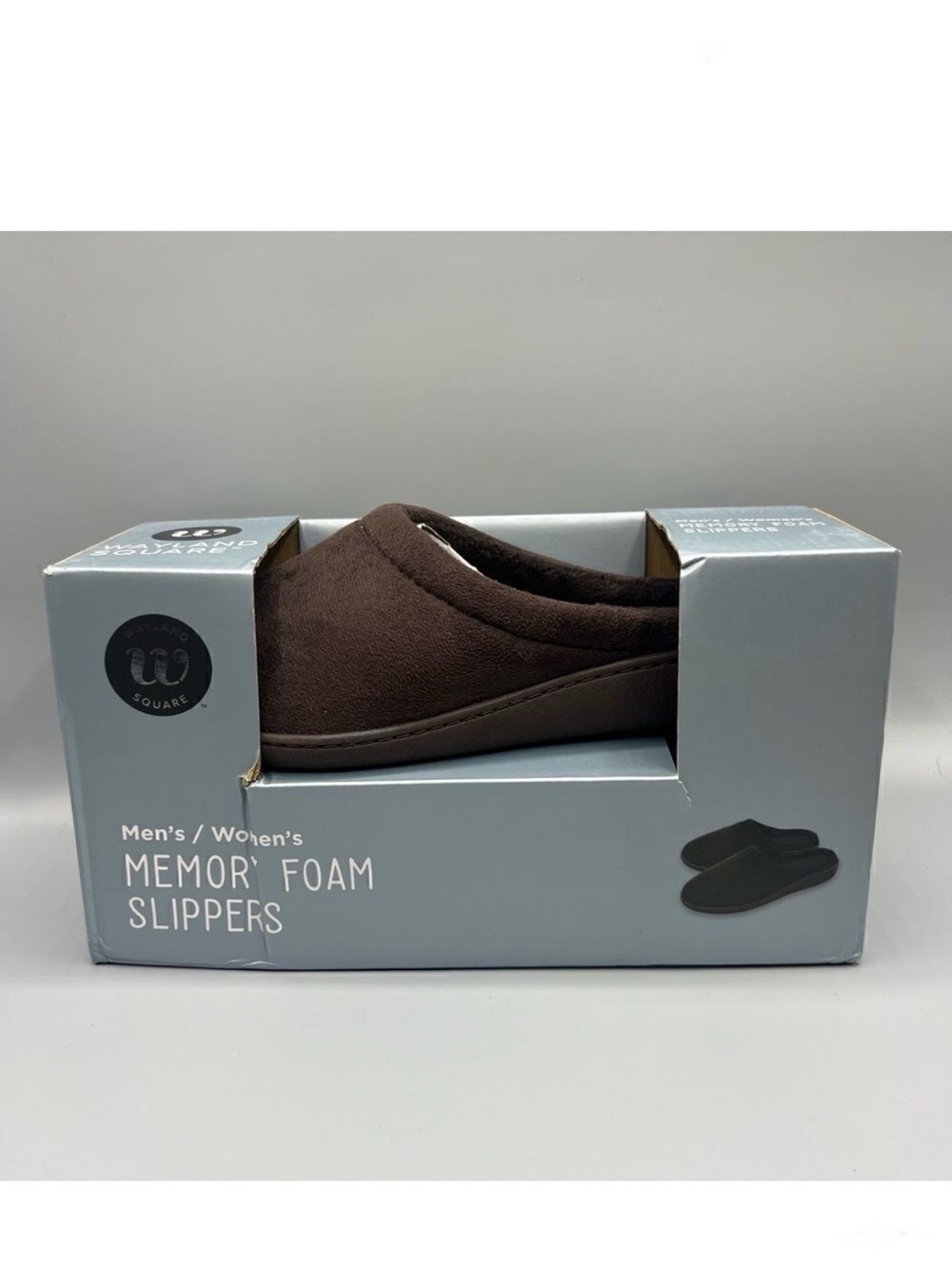 Wayland Square Brown Unisex Memory Foam Slippers Size Medium